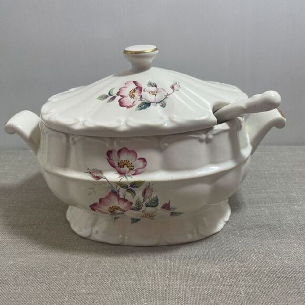 Vintage House Of Webster Wild‎ Briar Rose Soup/Gravy Compote With Ladle